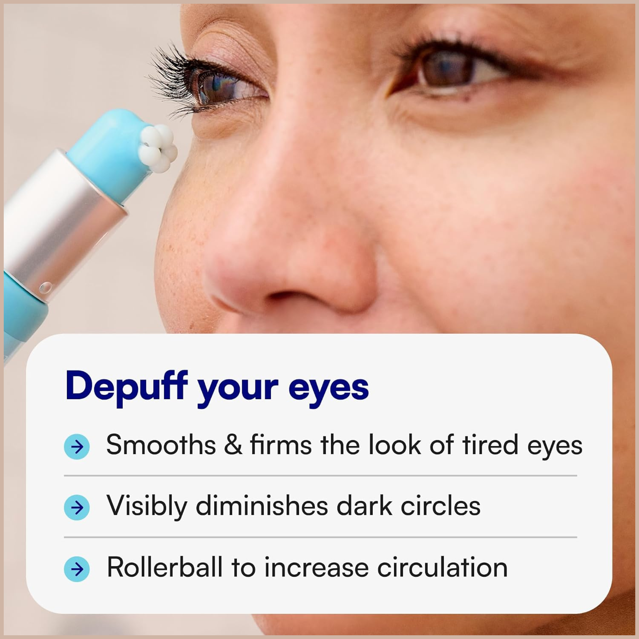 Cooling Caffeine Eye Gel Roller – Depuffing Eye Treatment for Dark Circles & Puffiness