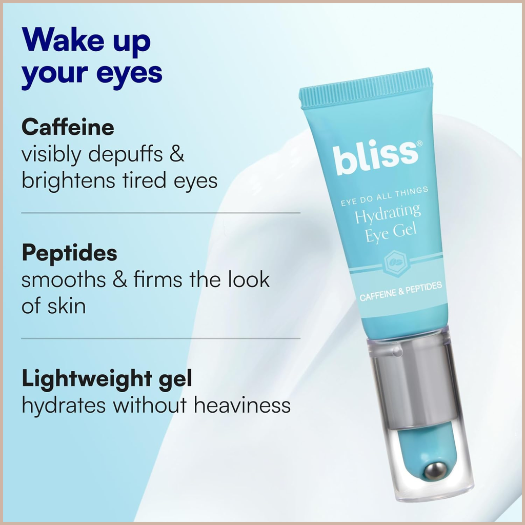 Cooling Caffeine Eye Gel Roller – Depuffing Eye Treatment for Dark Circles & Puffiness